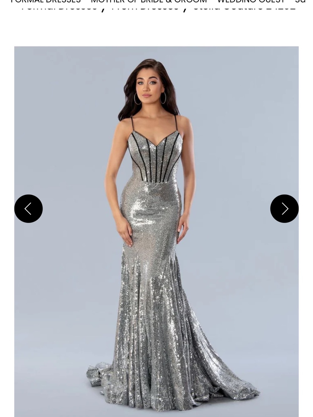 Silver Sequin Mermaid Evening Gown with Corset Bodice 24202 Stella